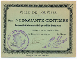 1914 // Louviers // Cinquantes Centimes - Bons & Nécessité
