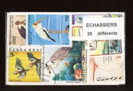 Echassiers - 25 Timbres Differents Oblitérés Tous Pays - Storchenvögel