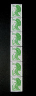 1985 Liberté Gandon N° 2378b Bande De 6 Avec 2 N° Rouges - Coil Stamps