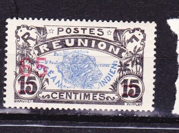 RÉUNION N°99 65C S 15C NOIR ET OUTREMER CARTE DE L'ILE NEUF AVEC CHARNIERE - Unused Stamps