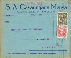 11211. Carta Comercial BARCELONA 1935.  Recargo Exposicion - Barcelona