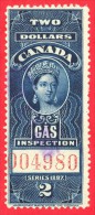 Canada Revenue # FG24 2 Dollars - O - Dated  1897 - Gas Inspection /  Inspection Gazière - Fiscale Zegels