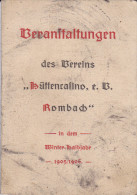 Rombas Calendrier Des Evenements Hiver 1905 1906 D 1 Club Periode Allemande - Autres & Non Classés