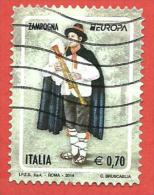 ITALIA REPUBBLICA USATO - 2014 - EUROPA - Zampogna - € 0,70 - S. 3475 - 2011-20: Oblitérés