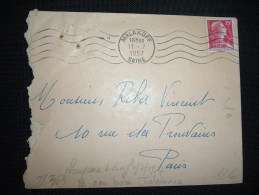 LETTRE TP MARIANNE DE MULLER 15F OBL.MEC. 11-7-1957 MALAKOFF SEINE (92) CHANGEMENT TARIF 1-7-57 NON TAXEE: TOLERANCE - 1955-1961 Marianne Of Muller