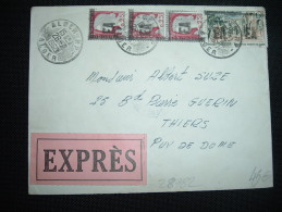 LETTRE EXPRES TP MEDEA 1,00F + MARIANNE DE DECARIS 0,25F X3 SURCHARGES EA OBL. 26-7-1962 ALGER RP ALGER - Algerienkrieg