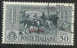 COLONIE ITALIANE EGEO 1932 CALINO GARIBALDI CENT. 30 CENTESIMI USATO USED OBLITERE´ - Aegean (Calino)