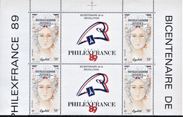 NOUVELLE CALEDONIE   PHILEXFRANCE 1989  BICENTENAIRE DE LA REVOLUTION FRANCAISE  Bloc De 4 + étiquettes PA 262 A    Neuf - Unused Stamps