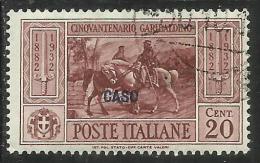COLONIE ITALIANE: EGEO 1932 CASO GARIBALDI CENT. 20 CENTESIMI USATO USED OBLITERE´ - Egeo (Caso)