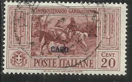 COLONIE ITALIANE: EGEO 1932 CASO GARIBALDI CENT. 20 CENTESIMI USATO USED OBLITERE´ - Aegean (Caso)