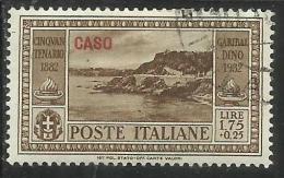 COLONIE ITALIANE: EGEO 1932 CASO GARIBALDI LIRE 1,75 + CENT. 25 USATO USED OBLITERE´ - Aegean (Caso)