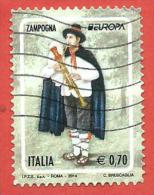 ITALIA REPUBBLICA USATO - 2014 - EUROPA - Zampogna - € 0,70 - S. 3475 - 2011-20: Oblitérés