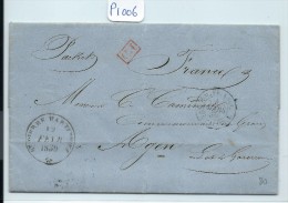 FRANCE  MARTINIQUE LETTRE  POUR LA FRANCE  1859 AVEC TEXTE   A ETUDIER VOIR DESCRIPTION ET SCANS - Brieven En Documenten