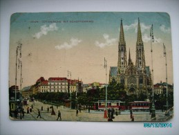 AUSTRIA  WIEN VOTIVKIRCHE , TRAM  , OLD POSTCARD , 0 - Iglesias