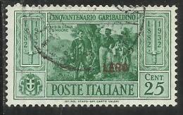 COLONIE ITALIANE EGEO 1932 LERO GARIBALDI CENT. 25 CENTESIMI USATO USED OBLITERE´ - Aegean (Lero)