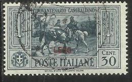 COLONIE ITALIANE EGEO 1932 LERO GARIBALDI CENT. 30 CENTESIMI USATO USED OBLITERE´ - Egeo (Lero)