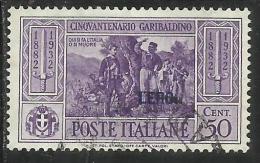 COLONIE ITALIANE EGEO 1932 LERO GARIBALDI CENT. 50 CENTESIMI USATO USED OBLITERE´ - Aegean (Lero)