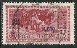 COLONIE ITALIANE EGEO 1932 LERO GARIBALDI CENT. 75 CENTESIMI USATO USED OBLITERE´ - Aegean (Lero)