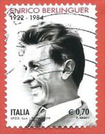 ITALIA REPUBBLICA USATO - 2014 - 30º Anniversario Della Morte Di Enrico Berlinguer - € 0,70 - S. 3488 - 2011-20: Gebraucht