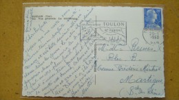 Marianne De Muller 20c Bleue Oblitération Toulon Téléphérique Du Mont Faron 1960 Sur CPSM - Autres & Non Classés
