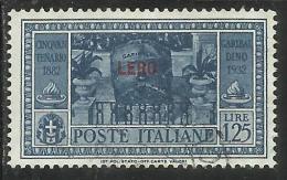 COLONIE ITALIANE EGEO 1932 LERO GARIBALDI LIRE 1,25 L. USATO USED OBLITERE´ - Aegean (Lero)