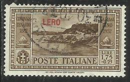 COLONIE ITALIANE EGEO 1932 LERO GARIBALDI LIRE 1,75 + CENT. 25 USATO USED OBLITERE´ - Egeo (Lero)