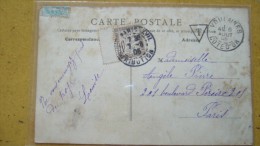 Timbre Taxe 10c Avec Tampon  Paris Distribution XVII & Voulaines 1905 Sur CPA - Autres & Non Classés