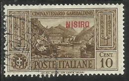 COLONIE ITALIANE: EGEO 1932 NISIRO GARIBALDI CENT. 10 CENTESIMI USATO USED OBLITERE´ - Aegean (Nisiro)