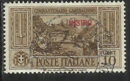 COLONIE ITALIANE: EGEO 1932 NISIRO GARIBALDI CENT. 10 CENTESIMI USATO USED OBLITERE´ - Aegean (Nisiro)