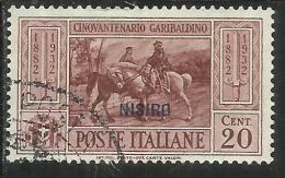 COLONIE ITALIANE: EGEO 1932 NISIRO GARIBALDI CENT. 20 CENTESIMI USATO USED OBLITERE´ - Egée (Nisiro)