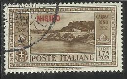 COLONIE ITALIANE: EGEO 1932 NISIRO GARIBALDI LIRE 1,75 + CENT. 25 USATO USED OBLITERE´ - Egeo (Nisiro)