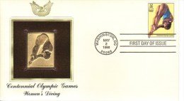 Diving  - US  FDC - Proof Replica Stamp Of 22kt Gold -  Centennial Olympic Games   -  Premier Jour - Immersione