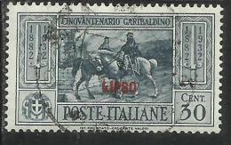 COLONIE ITALIANE: EGEO 1932 LIPSO GARIBALDI CENT. 30 CENTESIMI USATO USED OBLITERE´ - Aegean (Lipso)