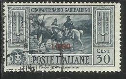 COLONIE ITALIANE: EGEO 1932 LIPSO GARIBALDI CENT. 30 CENTESIMI USATO USED OBLITERE´ - Egée (Lipso)