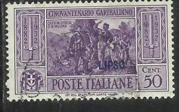 COLONIE ITALIANE: EGEO 1932 LIPSO GARIBALDI CENT. 50 CENTESIMI USATO USED OBLITERE´ - Egeo (Lipso)