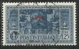 COLONIE ITALIANE: EGEO 1932 LIPSO GARIBALDI LIRE 1,25 L. USATO USED OBLITERE´ - Egée (Lipso)