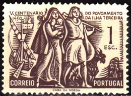 PORTUGAL - 1951,  5º Centenário Do Povoamento Da Ilha Terceira.    1 E.   (*) MNG  MUNDIFIL  Nº 738 - Ongebruikt