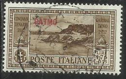 COLONIE ITALIANE EGEO 1932 PATMO GARIBALDI LIRE 1,75 + CENT. 25 USATO USED OBLITERE´ - Egée (Patmo)