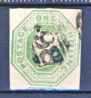 UK 1847 Victoria N. 7 - 1 Scellino Verde, Ben Marginato, USATO Cat £1000 = € 1100 - Oblitérés