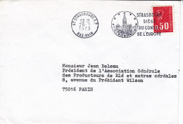 EUROPA 1973,  Flamme Strasbourg, Siège Du Conseil Sur Env Blanche - 1956