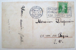 CPA LITHO CHROMO Illustrateur H.H. Partie Carte Tricheur VIERT BUR Timbre Flamme Centenaire Geneve Reunion Suisse 1914 - Playing Cards