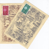 EUROPA  1960, Les Deux Cartes Maximum Ill Decaris, Exposition Philatélique Paris - 1956