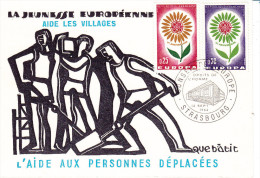 EUROPA  1964, Les Deux Timbres Sur Une Carte, Jeunesse Européenne, Aide Aux Personnes Déplacées Strasbourg - 1964