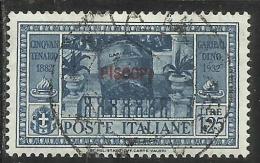 COLONIE ITALIANE: EGEO 1932 PISCOPI GARIBALDI LIRE 1,25 L. USATO USED OBLITERE´ - Egeo (Piscopi)