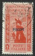 COLONIE ITALIANE: EGEO 1932 PISCOPI GARIBALDI LIRE 2,55 + CENT. 50 USATO USED OBLITERE´ - Egeo (Piscopi)