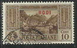 COLONIE ITALIANE: EGEO 1932 RODI GARIBALDI CENT. 10 CENTESIMI USATO USED OBLITERE´ - Egée (Rodi)