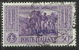 COLONIE ITALIANE: EGEO 1932 STAMPALIA GARIBALDI CENT. 50 CENTESIMI USATO USED OBLITERE´ - Aegean (Stampalia)