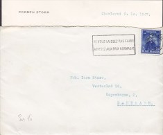 Belgium Flamme CHARLEROI 1947 Cover Lettre To Denmark Festival Film Timbre Incl. Original Lettre (2 Scans) - Covers & Documents
