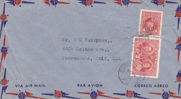 Canada AirmailPar Avin Correo Aereo GARNEAU JUNCTION (P.Q.) 1944 Cover Lettre To SACRAMENTO USA Corontation Stamp - Covers & Documents