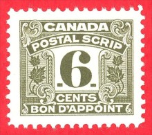 Canada Revenue # FPS28 - 6 Cents - Mint - Dated  1967 - Postal Script/  Bon D'Appoint - Steuermarken